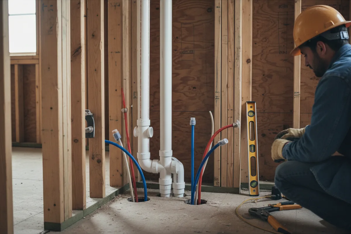 Drain and supply rough-in during Drain Cleaning in Isle La Motte