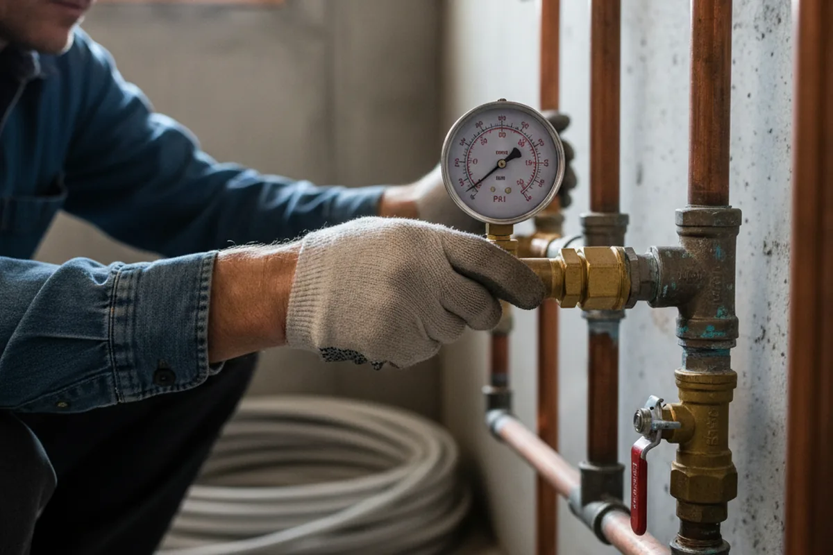Pressure testing a repaired line during Water Line Repair in Isle La Motte